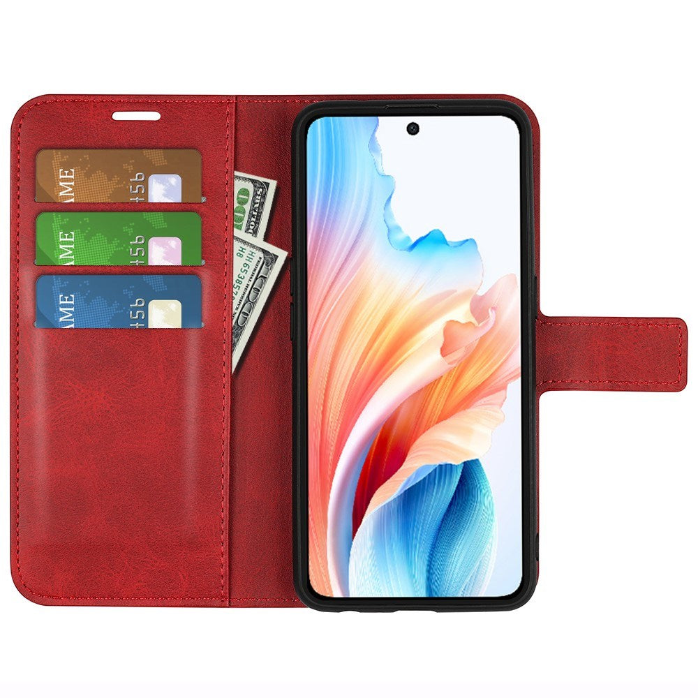 EIDERWOOD OPPO A79 (5G) / A2 (5G) Læder Cover m. Kortholder & Ståfunktion - Rød