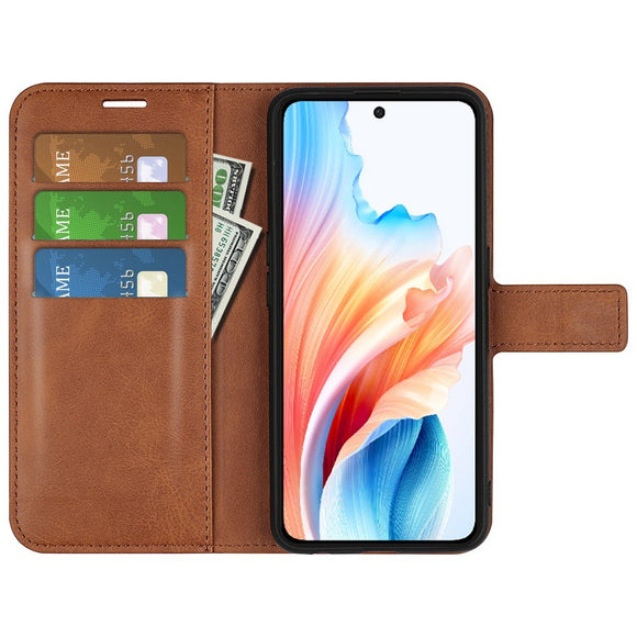 EIDERWOOD OPPO A79 (5G) / A2 (5G) Læder Cover m. Kortholder & Ståfunktion - Lysebrun