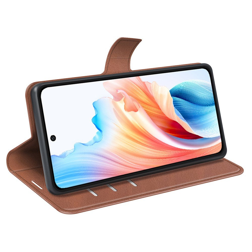 EIDERWOOD OPPO A79 (5G) / A2 (5G) Læder Cover m. Kortholder & Ståfunktion - Lysebrun