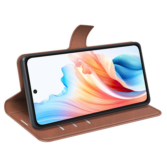 EIDERWOOD OPPO A79 (5G) / A2 (5G) Læder Cover m. Kortholder & Ståfunktion - Lysebrun