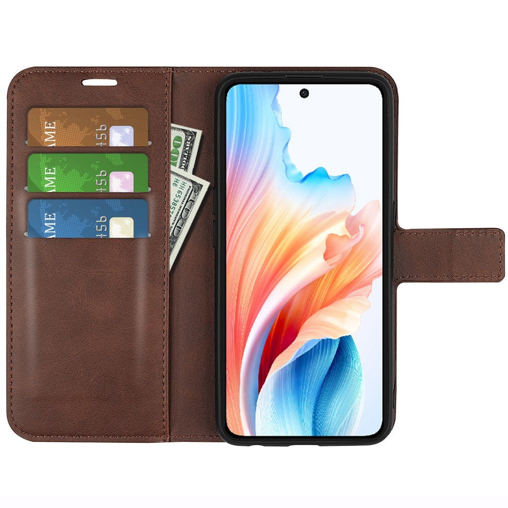 EIDERWOOD OPPO A79 (5G) / A2 (5G) Læder Cover m. Kortholder & Ståfunktion - Mørkebrun