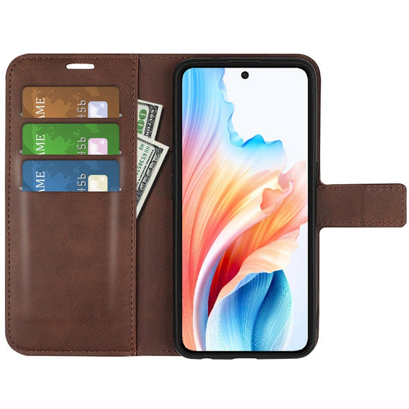 EIDERWOOD OPPO A79 (5G) / A2 (5G) Læder Cover m. Kortholder & Ståfunktion - Mørkebrun
