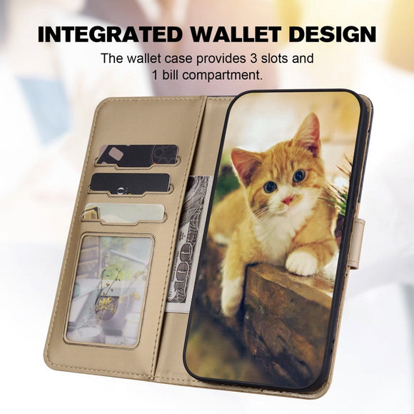 iPhone 15 Pro Flip Cover m. Kortholder / Ståfunktion / Strop -  Blå / Brun (Hunde)