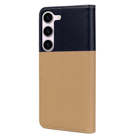 Samsung Galaxy S24+ (Plus) Flip Cover m. Kortholder / Ståfunktion / Strop - Blå / Brun (Katte)