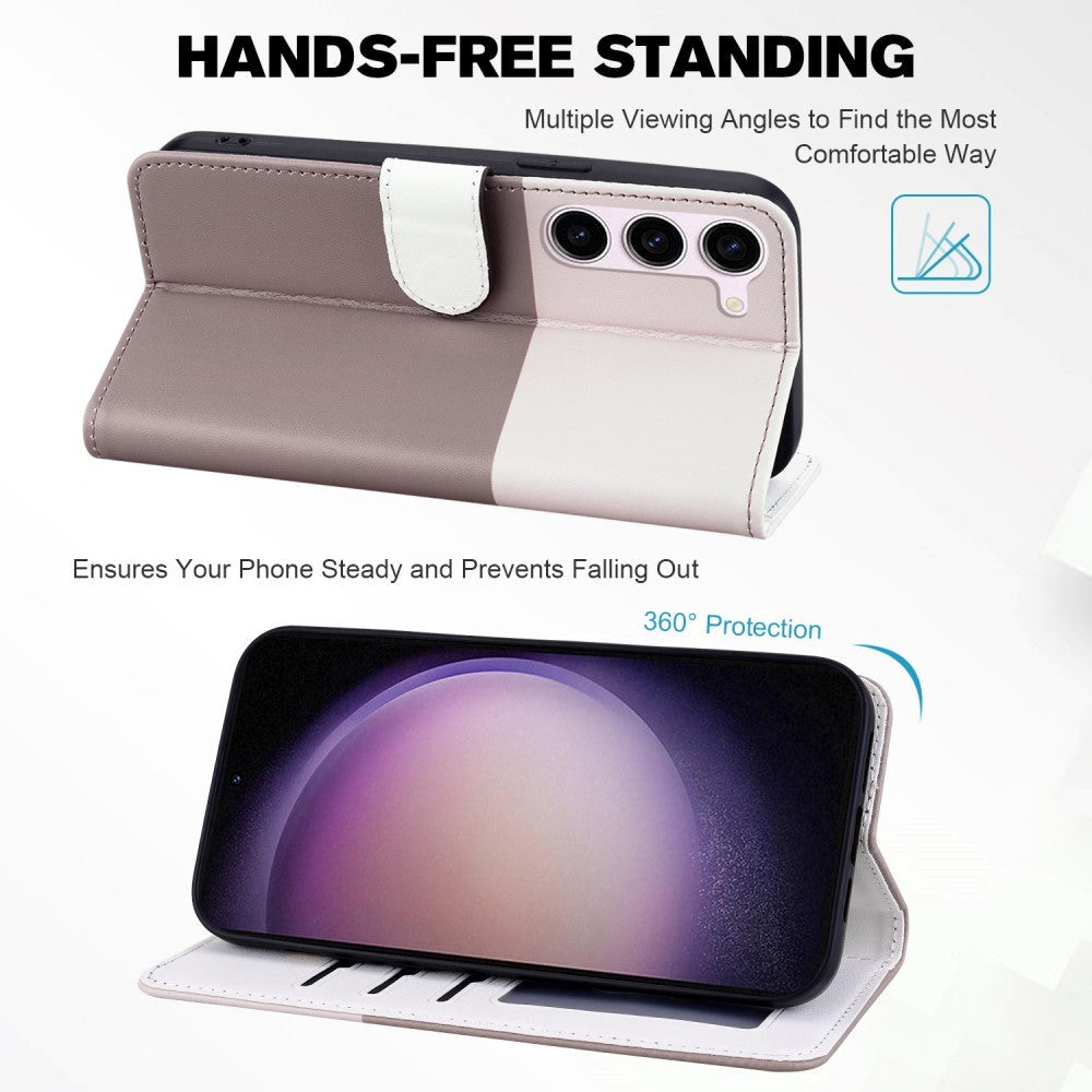 Samsung Galaxy S24+ (Plus) Flip Cover m. Kortholder / Ståfunktion / Strop - Hvid / Brun (Katte)