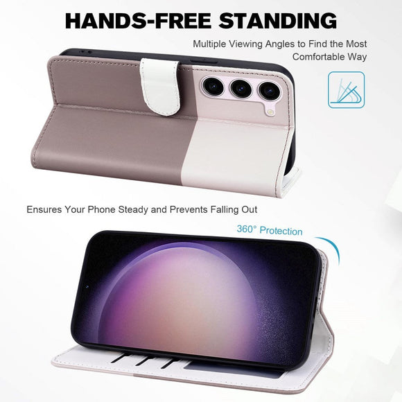 Samsung Galaxy S24+ (Plus) Flip Cover m. Kortholder / Ståfunktion / Strop - Hvid / Brun (Katte)