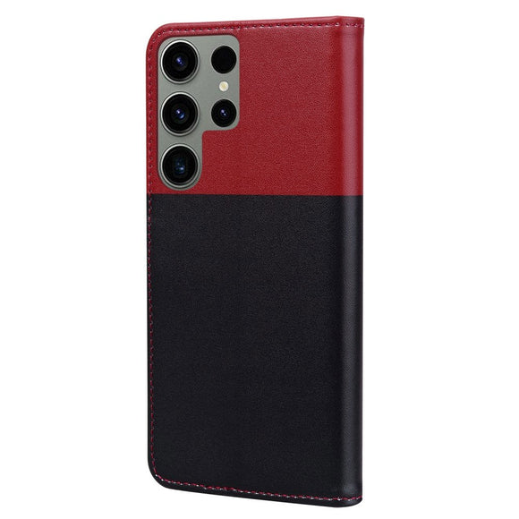 Samsung Galaxy S24 Ultra Flip Cover m. Kortholder / Ståfunktion / Strop - Rød / Sort (Katte)
