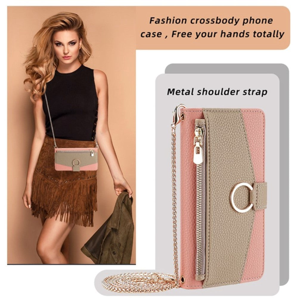 iPhone SE (2022 / 2020) / 8 / 7 Læder 2-i-1 Cover m. Pung & Crossbody Taske Funktion - Lyserød