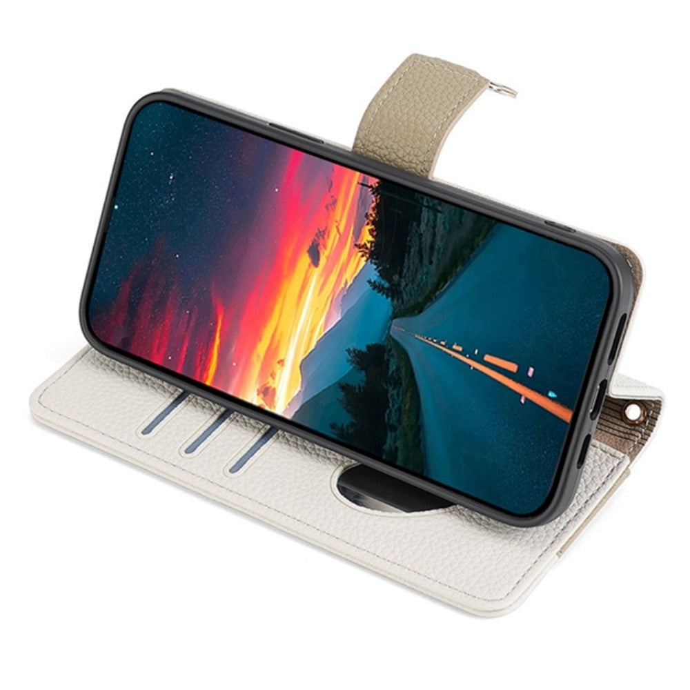 iPhone SE (2022 / 2020) / 8 / 7 Læder 2-i-1 Cover m. Pung & Crossbody Taske Funktion - Creme