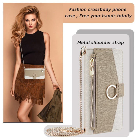 iPhone SE (2022 / 2020) / 8 / 7 Læder 2-i-1 Cover m. Pung & Crossbody Taske Funktion - Creme