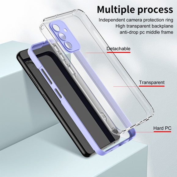 Samsung Galaxy A15 (5G) / A15 Hybrid Plastik Cover - Gennemsigtig / Lilla