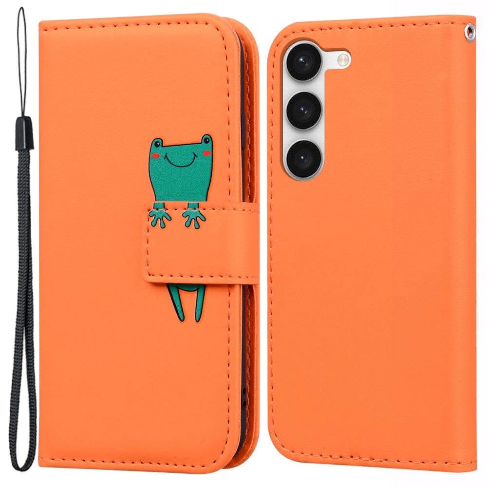 Samsung Galaxy S24+ (Plus) Flip Cover m. Kortholder / Ståfunktion / Strop - Orange (Frø)