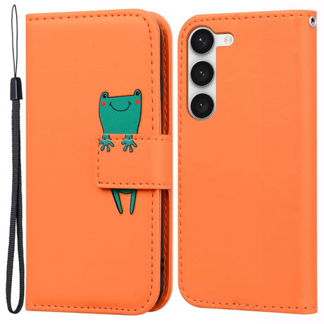 Samsung Galaxy S24+ (Plus) Flip Cover m. Kortholder / Ståfunktion / Strop - Orange (Frø)