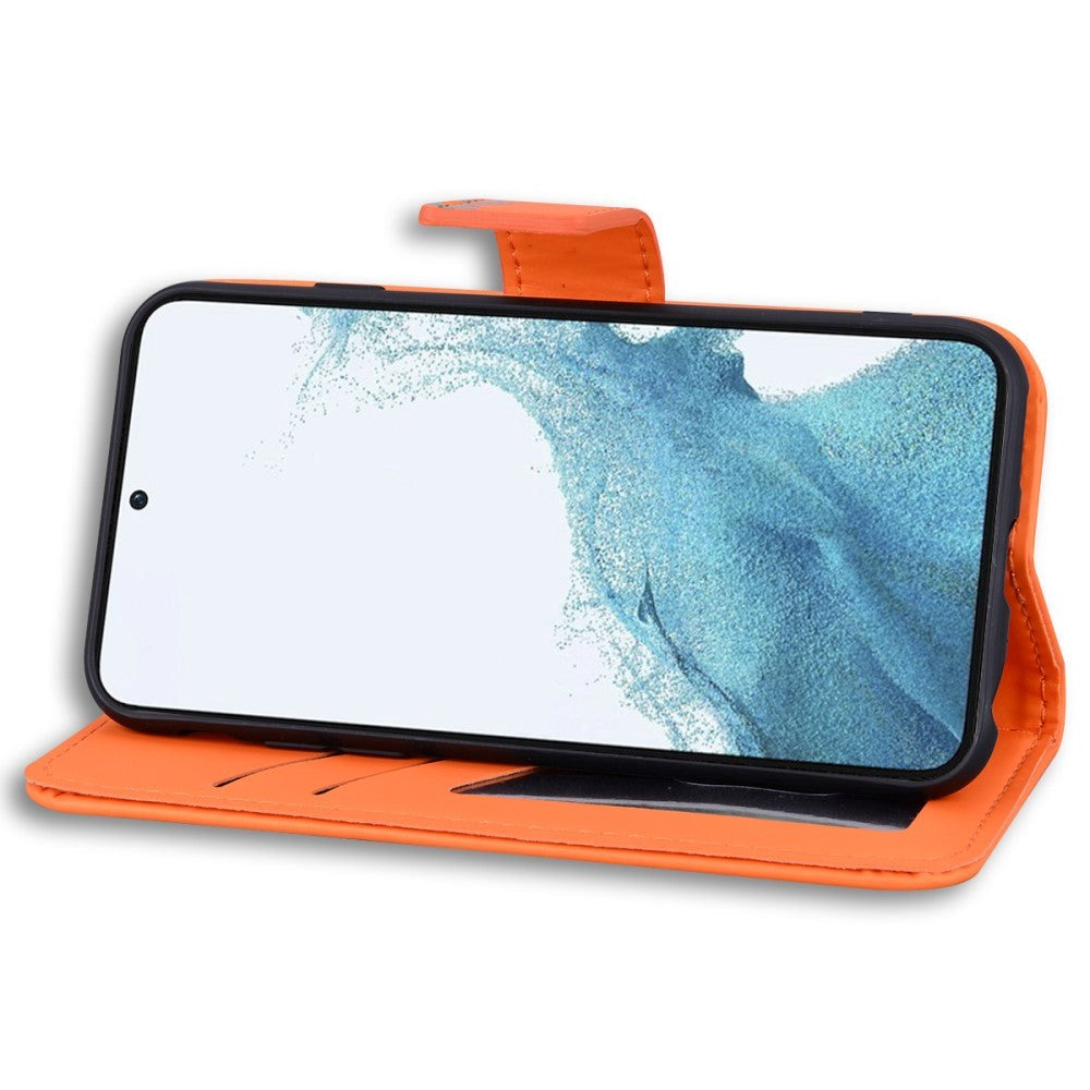 Samsung Galaxy S24+ (Plus) Flip Cover m. Kortholder / Ståfunktion / Strop - Orange (Frø)