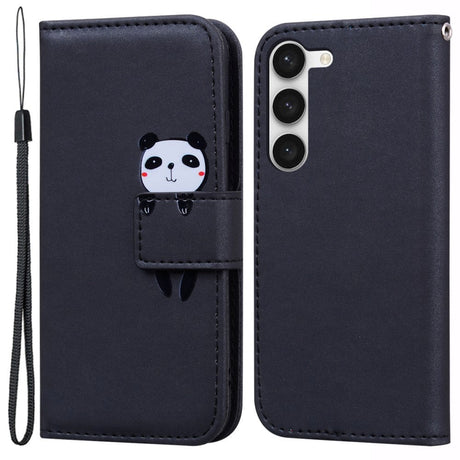 Samsung Galaxy S24+ (Plus) Flip Cover m. Kortholder / Ståfunktion / Strop - Sort (Panda)