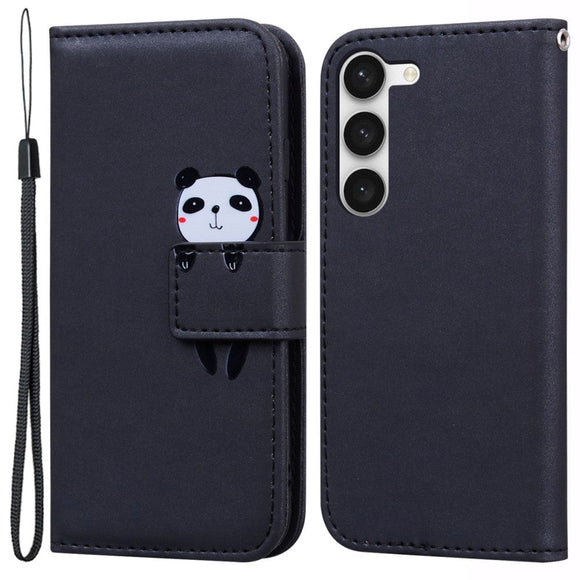 Samsung Galaxy S24+ (Plus) Flip Cover m. Kortholder / Ståfunktion / Strop - Sort (Panda)