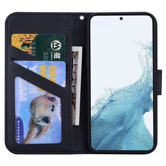 Samsung Galaxy S24+ (Plus) Flip Cover m. Kortholder / Ståfunktion / Strop - Sort (Panda)