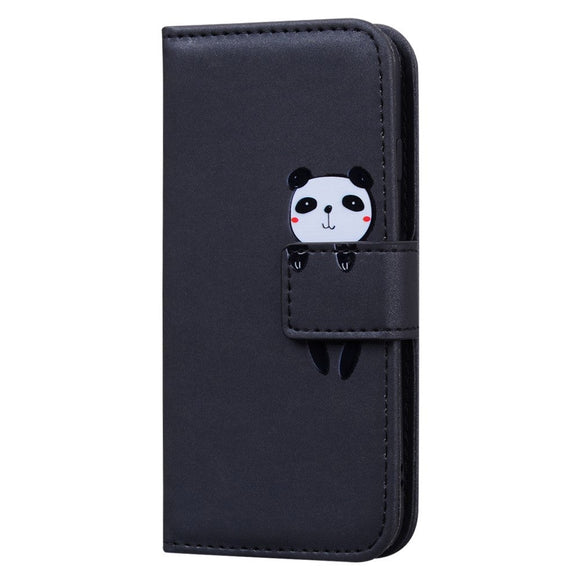 Samsung Galaxy S24+ (Plus) Flip Cover m. Kortholder / Ståfunktion / Strop - Sort (Panda)