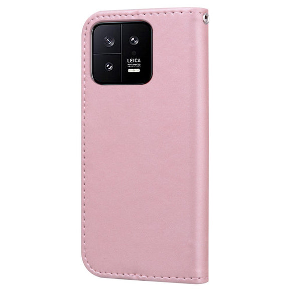 Xiaomi 13 Flip Cover m. Kortholder / Ståfunktion / Strop - Pink (Kanin)