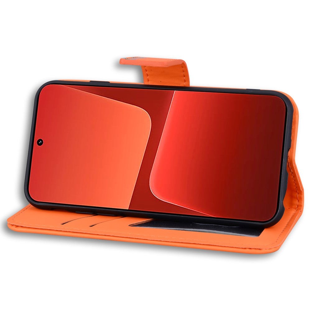 Xiaomi 13 Flip Cover m. Kortholder / Ståfunktion / Strop - Orange (Frø)