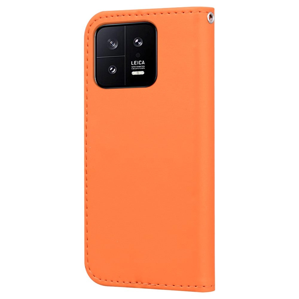 Xiaomi 13 Flip Cover m. Kortholder / Ståfunktion / Strop - Orange (Frø)