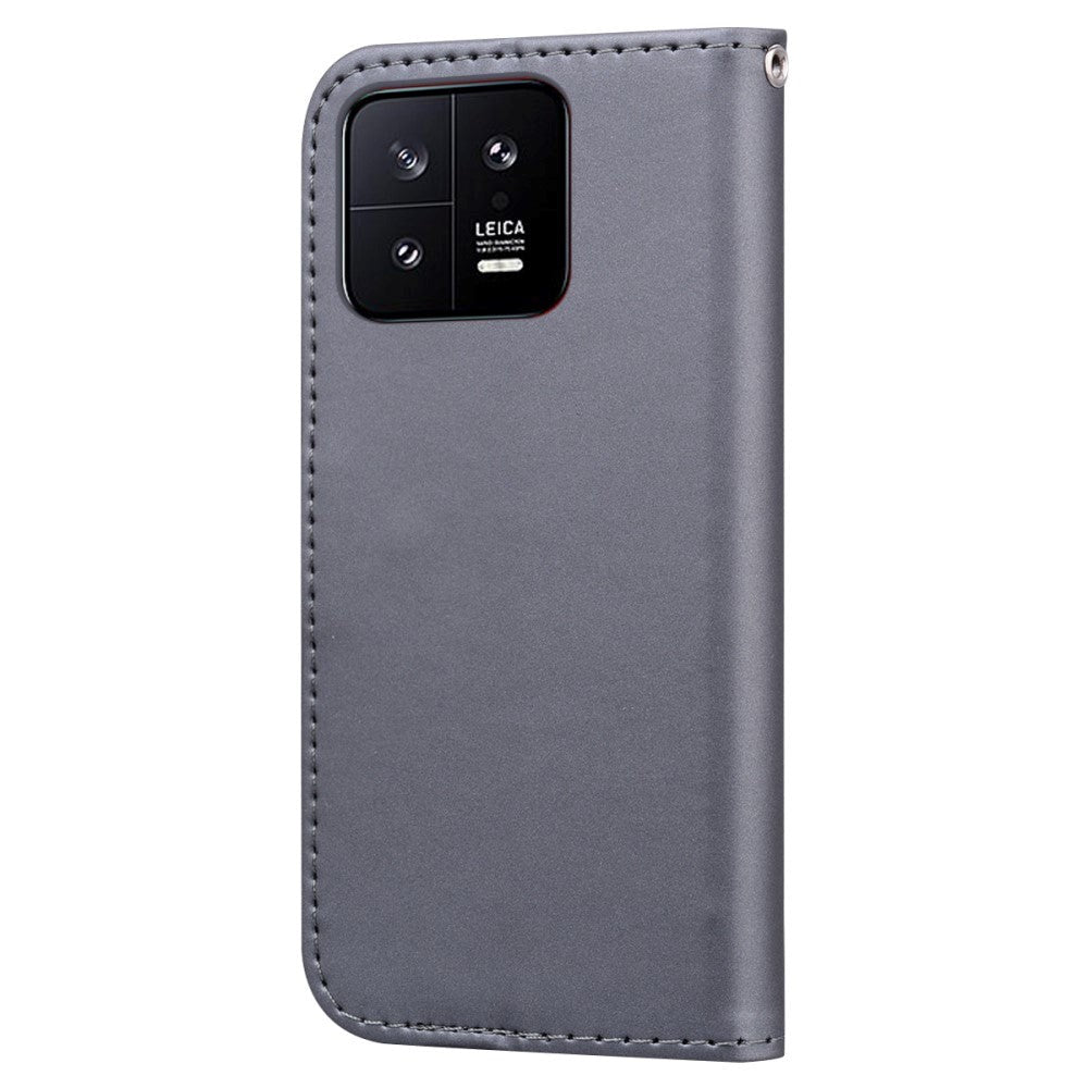 Xiaomi 13 Flip Cover m. Kortholder / Ståfunktion / Strop - Grå (Hund)