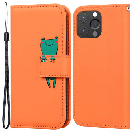 iPhone 13 Pro Flip Cover m. Kortholder / Ståfunktion / Strop - Orange (Frø)