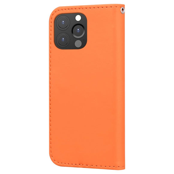 iPhone 13 Pro Flip Cover m. Kortholder / Ståfunktion / Strop - Orange (Frø)