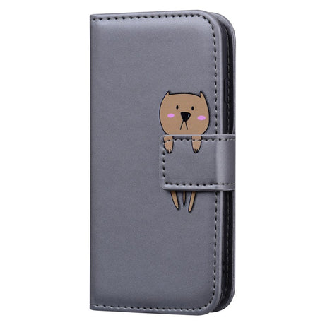 iPhone 15 Pro Flip Cover m. Kortholder / Ståfunktion / Strop - Grå (Hund)