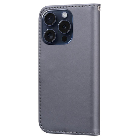 iPhone 15 Pro Flip Cover m. Kortholder / Ståfunktion / Strop - Grå (Hund)