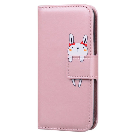 iPhone 15 Pro Flip Cover m. Kortholder / Ståfunktion / Strop - Pink (Kanin)