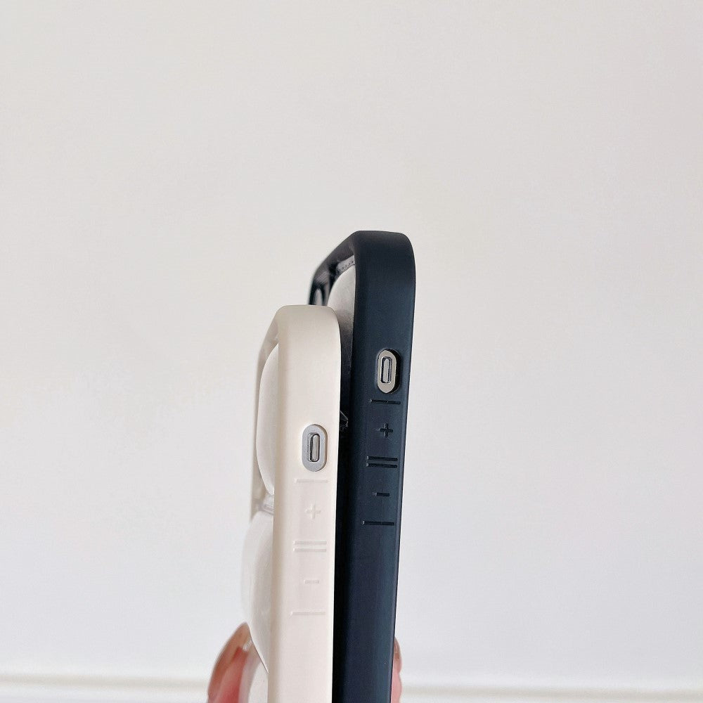 iPhone 15 Pro Fleksibelt Plastik Cover m. Dunjakke Tekstur - Sort / Hvid