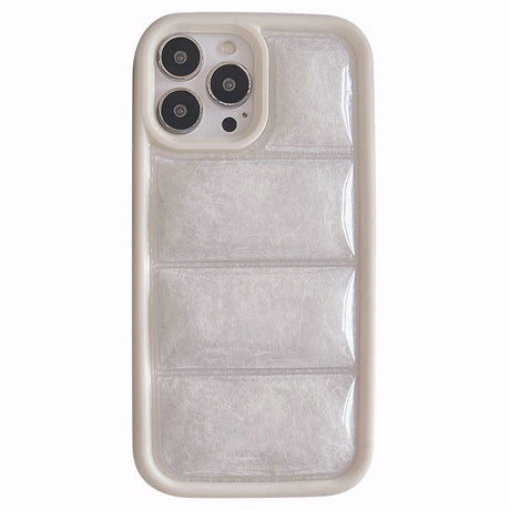 iPhone 15 Pro Fleksibelt Plastik Cover m. Dunjakke Tekstur - Hvid