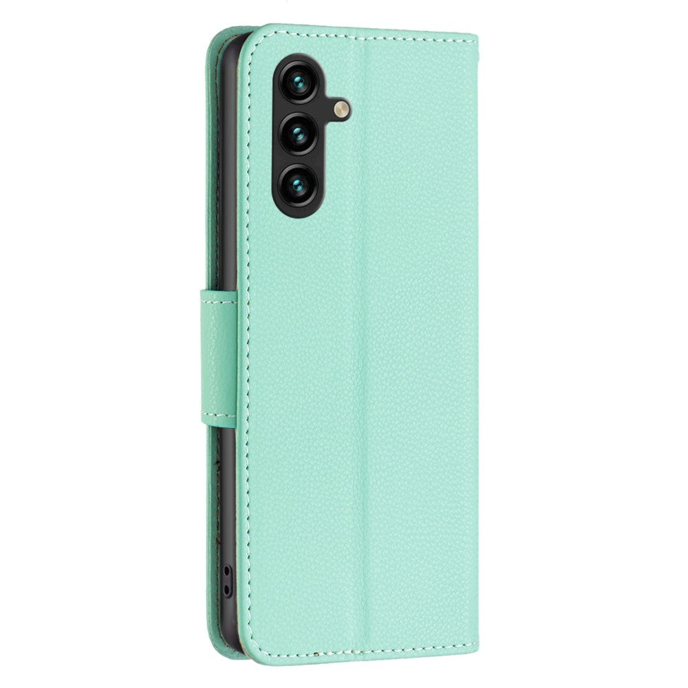 Samsung Galaxy A35 (5G) PU Litchi Læder Cover m. Pung & Strop - Grøn