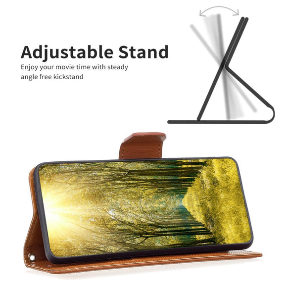 Samsung Galaxy A35 (5G) PU Litchi Læder Cover m. Pung & Strop - Brun