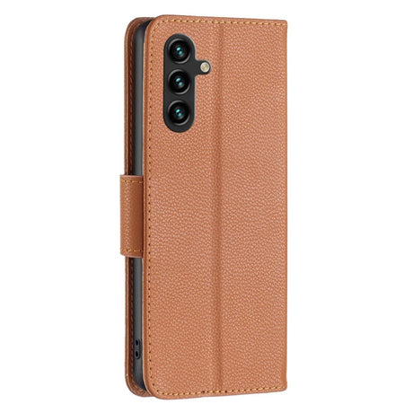 Samsung Galaxy A35 (5G) PU Litchi Læder Cover m. Pung & Strop - Brun