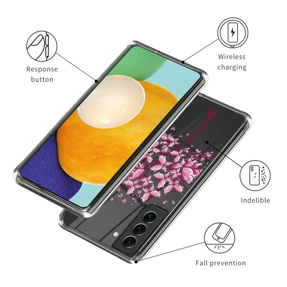 Samsung Galaxy S24 Fleksibelt Gennemsigtigt Cover m. Print - Blomstertræ