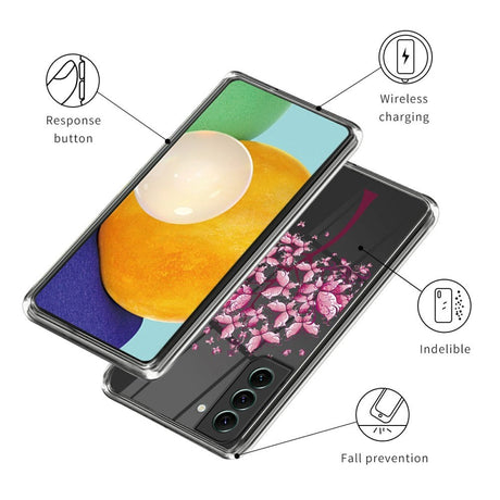 Samsung Galaxy S24 Fleksibelt Gennemsigtigt Cover m. Print - Blomstertræ