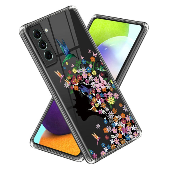 Samsung Galaxy S24 Fleksibelt Gennemsigtigt Cover m. Print - Blomster Kvinde