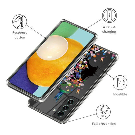 Samsung Galaxy S24 Fleksibelt Gennemsigtigt Cover m. Print - Blomster Kvinde