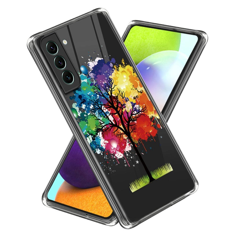 Samsung Galaxy S24 Fleksibelt Gennemsigtigt Cover m. Print - Farverigt Træ