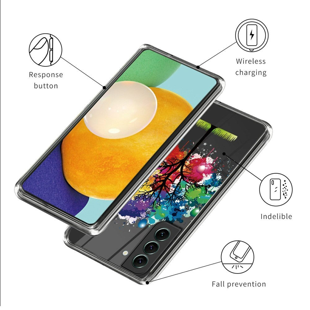 Samsung Galaxy S24 Fleksibelt Gennemsigtigt Cover m. Print - Farverigt Træ