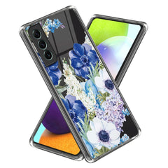 Samsung Galaxy S24+ (Plus) Fleksibelt Plastik Cover m. Motiv - Blå Blomster