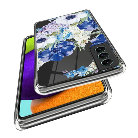 Samsung Galaxy S24+ (Plus) Fleksibelt Plastik Cover m. Motiv - Blå Blomster