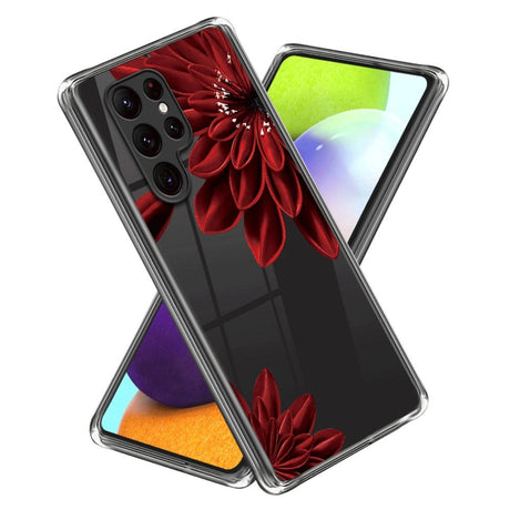 Samsung Galaxy S24 Ultra Fleksibelt Plastik Cover m. Motiv - Rød Blomst