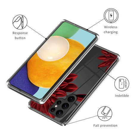 Samsung Galaxy S24 Ultra Fleksibelt Plastik Cover m. Motiv - Rød Blomst