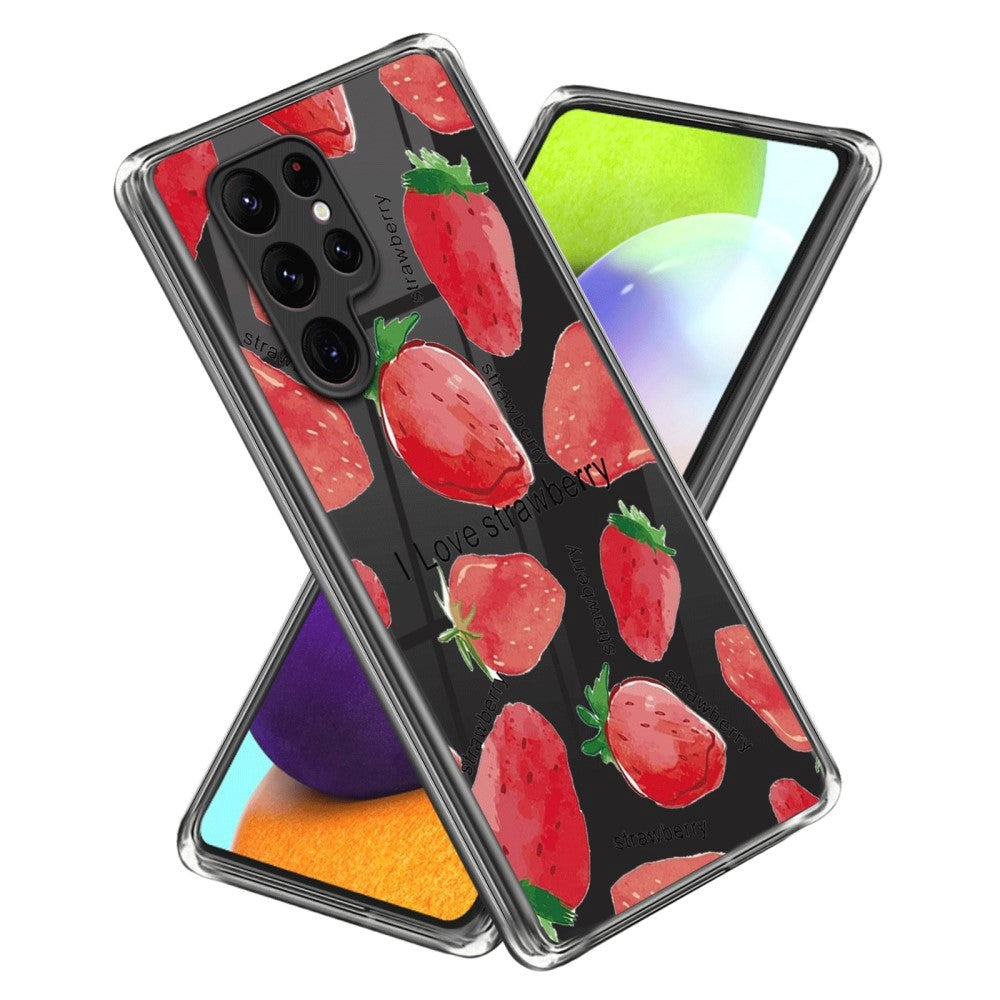 Samsung Galaxy S24 Ultra Fleksibelt Plastik Cover m. Motiv - Jordbær