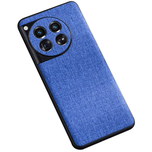 OnePlus 12 Stofbetrukket Plastik Cover - Blå