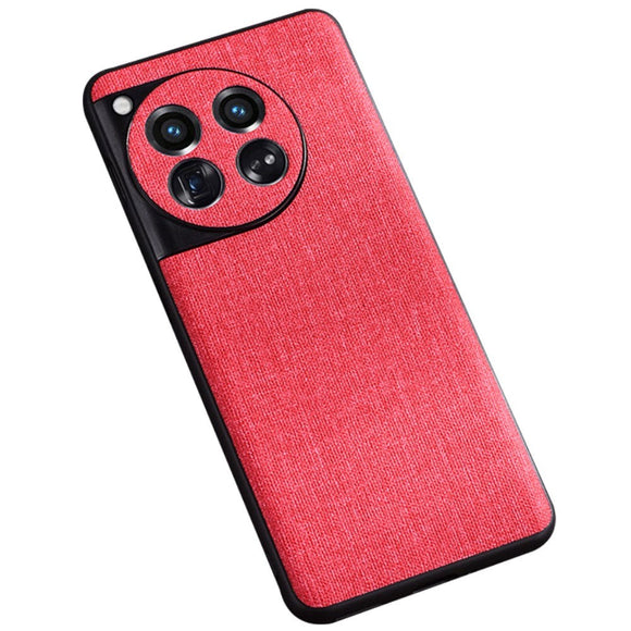 OnePlus 12 Stofbetrukket Plastik Cover - Rød