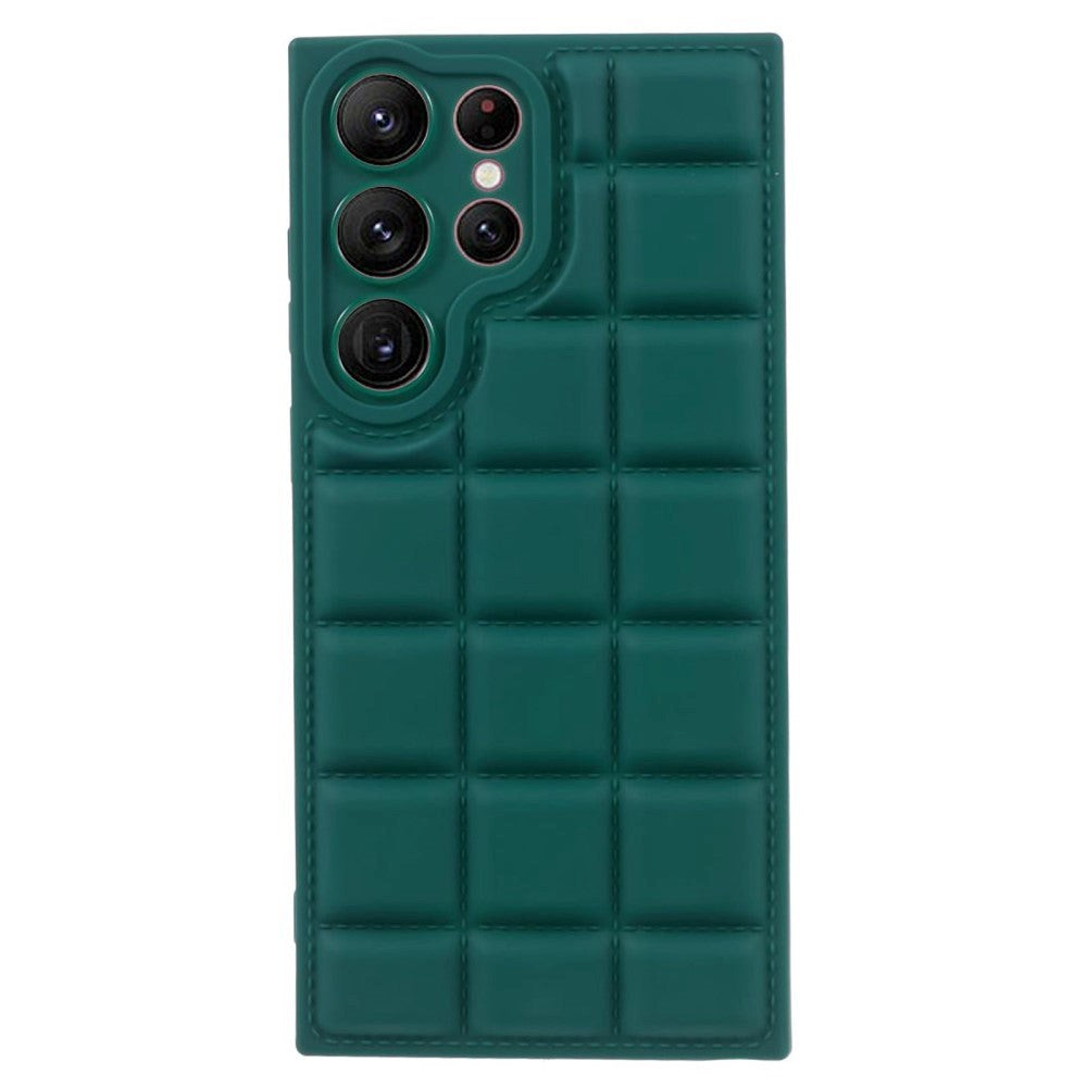 Samsung Galaxy S24 Ultra Fleksibelt Plastik Cover m. Jakke Tekstur - Grøn
